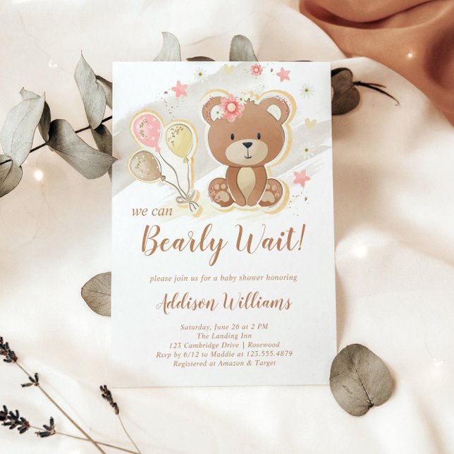 We Can Bearly Wait Teddy Bear Baby Shower Invitation (Creator Uploaded)