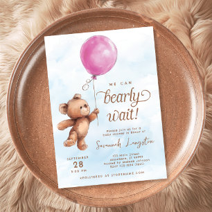 We Can Bearly Wait Teddy Bear Baby Shower Invitation