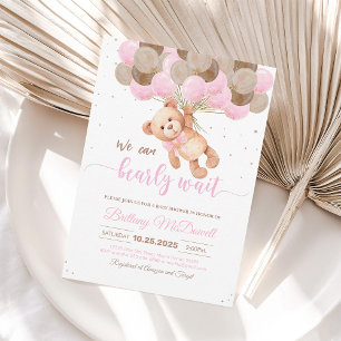 We Can Bearly Wait Teddy Bear Baby Shower Invitation