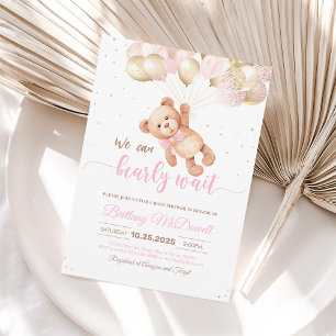 We Can Bearly Wait Teddy Bear Baby Shower Invitation