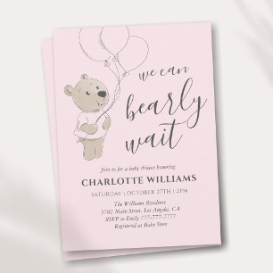 We Can Bearly Wait   Teddy Bear Baby Shower Invitation