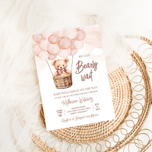 We Can Bearly Wait Teddy Bear Baby Shower Invitation