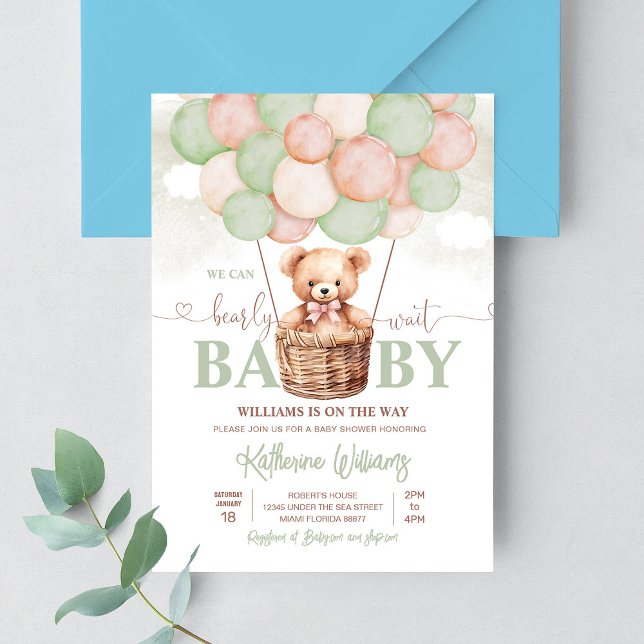 We Can Bearly Wait Teddy Bear Baby Shower Invitation (Creator Uploaded)