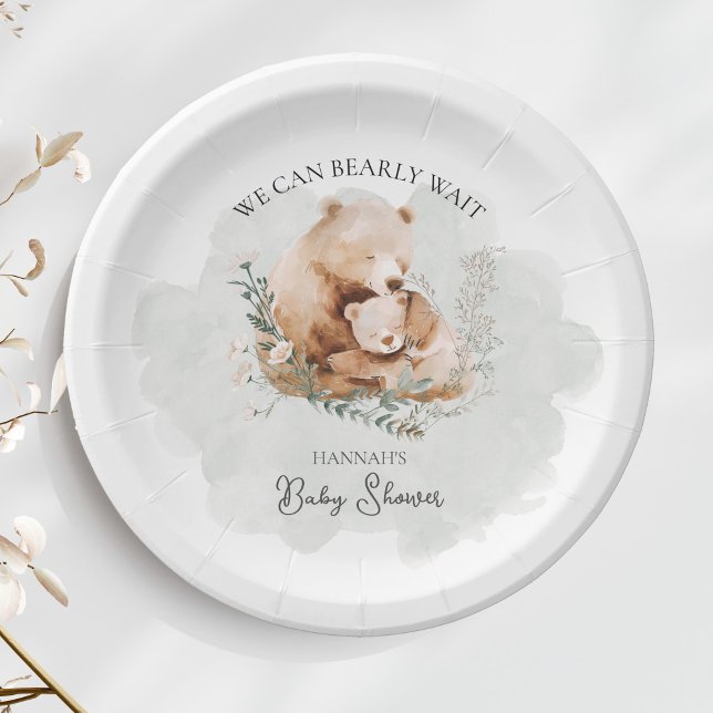 We Can Bearly Wait Teddy Bear Baby Shower  Paper Plate (Creator Uploaded)