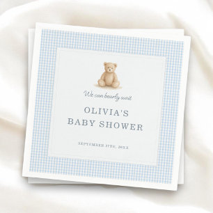 We Can Bearly Wait Teddy Bear Baby Shower Party Napkin
