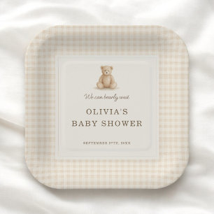 We Can Bearly Wait Teddy Bear Baby Shower Party Paper Plate