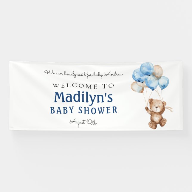 We Can Bearly Wait Teddy Bear Baby Shower Welcome  Banner (Horizontal)