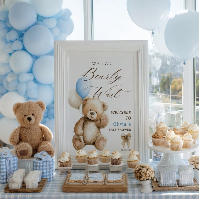 We Can Bearly Wait Teddy Bear Baby Shower Welcome Poster (We Can Bearly Wait Teddy Bear Baby Shower Welcome Poster)