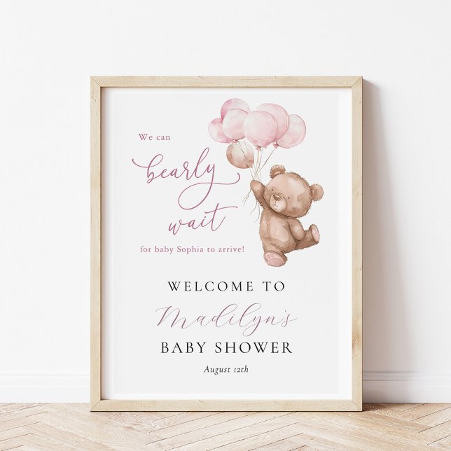 We Can Bearly Wait Teddy Bear Baby Shower Welcome Poster (Creator Uploaded)