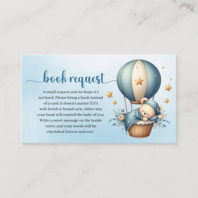 We can bearly wait teddy bear balloon book request enclosure card (Front)