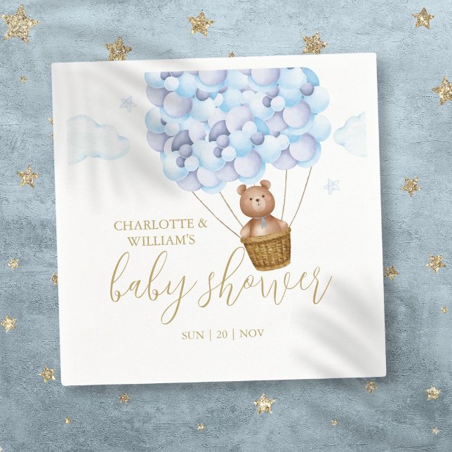 We Can Bearly Wait Teddy Bear Blue Boy Baby Shower Napkin (We Can Bearly Wait Teddy Bear Blue Boy Baby Shower Napkins)