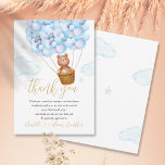 We Can Bearly Wait Teddy Bear Blue Boy Baby Shower Thank You Card<br><div class="desc">Cute "we can bearly wait" teddy bear-themed blue boy baby shower thank you card. Designed by Thisisnotme©</div>
