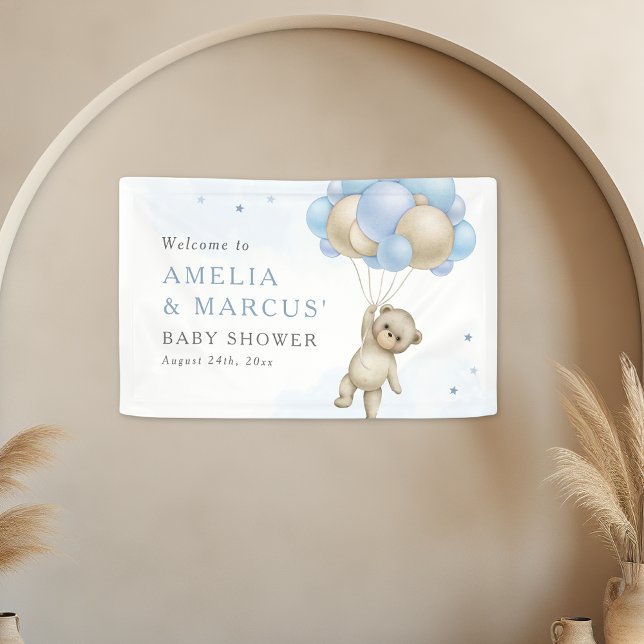 We Can Bearly Wait Teddy Bear Boy Baby Shower Banner (Creator Uploaded)