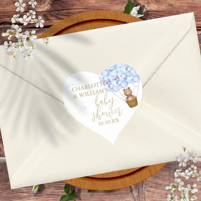 We Can Bearly Wait Teddy Bear Boy Baby Shower Hear Heart Sticker (We Can Bearly Wait Teddy Bear Boy Baby Shower Hear Heart Sticker)