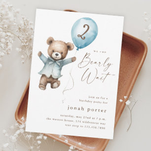 We Can Bearly Wait Teddy Bear Boys Birthday Party Invitation