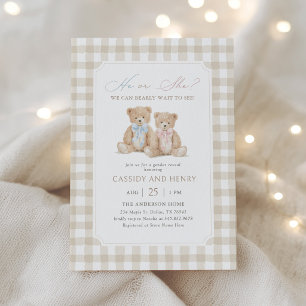 We Can Bearly Wait Teddy Bear Gender Reveal Invitation