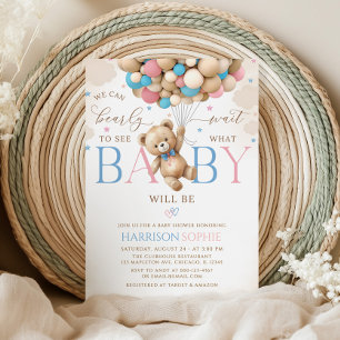 We can Bearly Wait Teddy Bear Gender Reveal Invitation