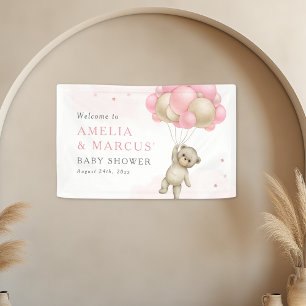 We Can Bearly Wait Teddy Bear Girl Baby Shower Banner