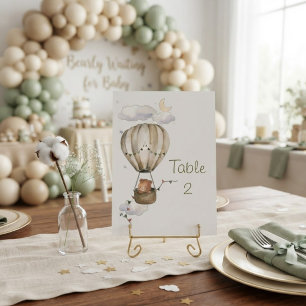 We Can Bearly Wait Teddy Bear Hot Air Balloon  Table Number