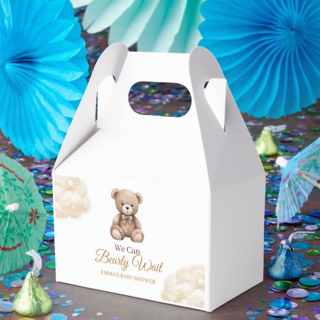 We Can Bearly Wait Teddy Bear Neutral Baby Shower Favour Box (Party)
