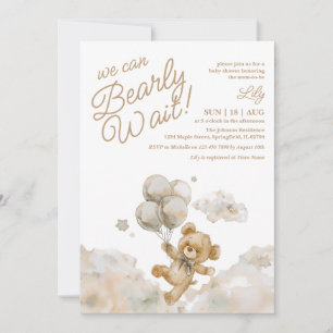 We Can Bearly Wait Teddy Bear Neutral Baby Shower Invitation