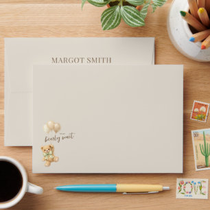 We Can Bearly Wait Teddy Bear Neutral Envelope