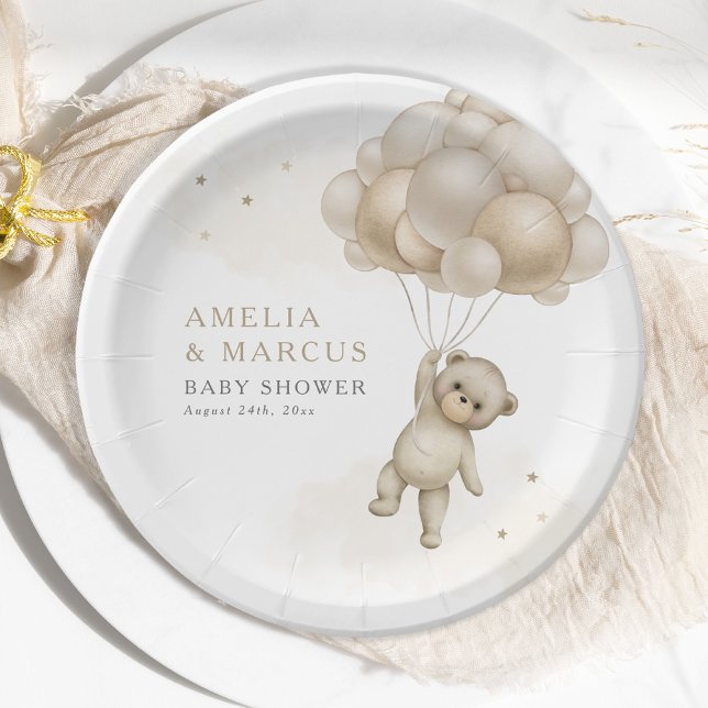 We Can Bearly Wait Teddy Bear Neutral Shower Paper Plate (Creator Uploaded)