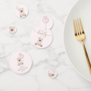 We Can Bearly Wait Teddy Bear Pink Baby Shower Confetti
