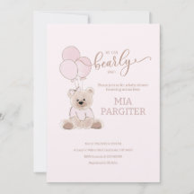 We Can Bearly Wait Teddy Bear Pink Baby Shower
