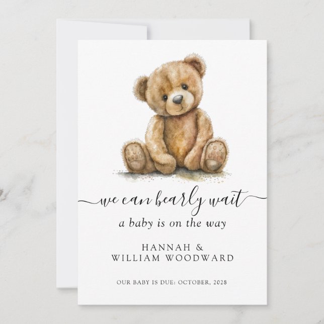 We Can Bearly Wait Teddy Bear Pregancy  Announcement (Front)