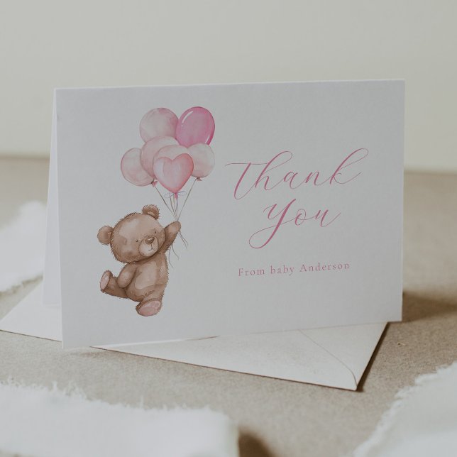 We Can Bearly Wait Teddy Bear Thank You  Note Card (Creator Uploaded)