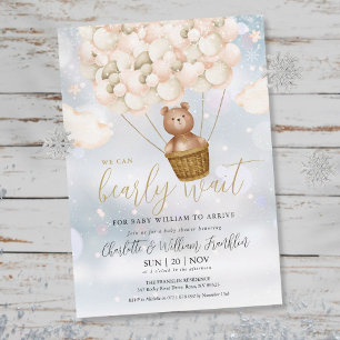We Can Bearly Wait Teddy Bear Winter Baby Shower Invitation