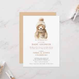 We Can Bearly Wait Teddy Bear Winter Baby Shower Invitation