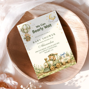 We Can Bearly Wait Train Baby Shower Invitation