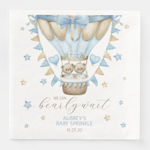 We Can Bearly Wait Twin Boy Baby Sprinkle Napkin