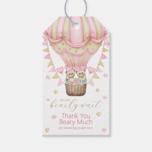 We Can Bearly Wait Twin Girl Thank You Gift Tags