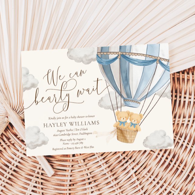 We Can Bearly Wait Twins Baby Shower Invitation (Creator Uploaded)