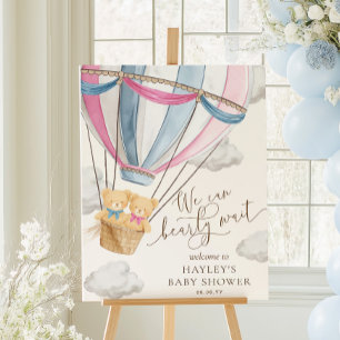 We Can Bearly Wait Twins Baby Shower Poster