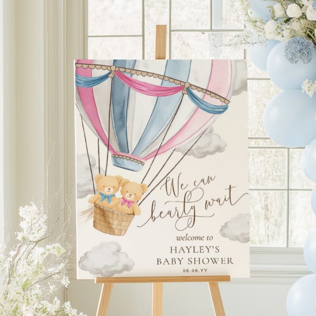 We Can Bearly Wait Twins Baby Shower Poster (Creator Uploaded)