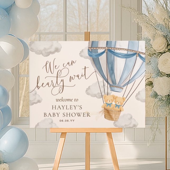 We Can Bearly Wait Twins Baby Shower Welcome Poster (Creator Uploaded)