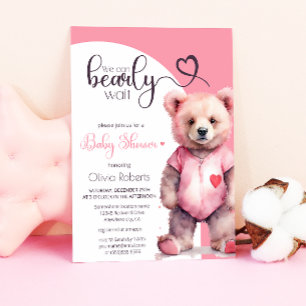 We can bearly wait watercolor bear Baby Shower Invitation