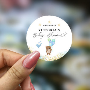 We can Bearly Wait Welcome Baby Shower Classic Round Sticker