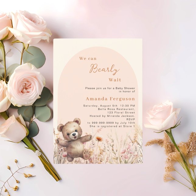 We can bearly wait wildflower arch  Baby Shower Invitation (Creator Uploaded)
