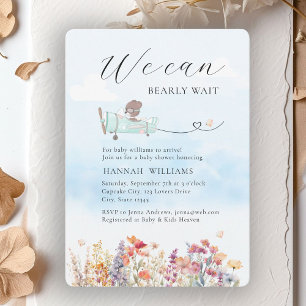 We Can Bearly Wait! Wildflower, Baby Shower  Invitation
