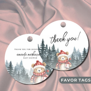 We Can Bearly Wait Winter Baby Shower Favour Tags