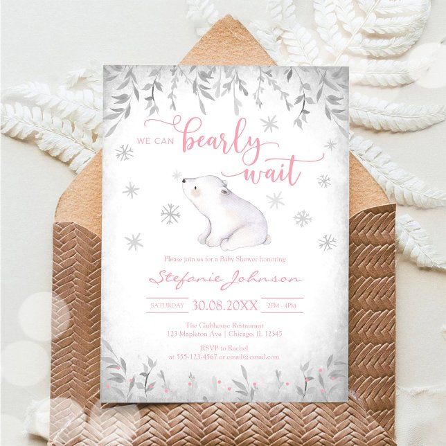 We Can Bearly Wait Winter Baby Shower Invitation (Creator Uploaded)
