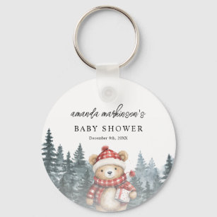 We Can Bearly Wait Winter Baby Shower Key Ring