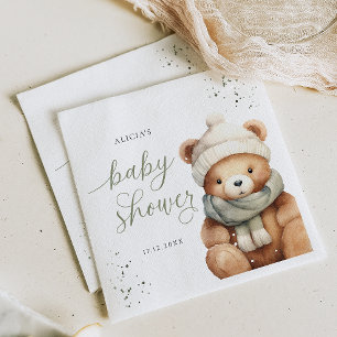 We Can Bearly Wait Winter Baby Shower Paper Napkin