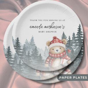 We Can Bearly Wait Winter Baby Shower Paper Plate