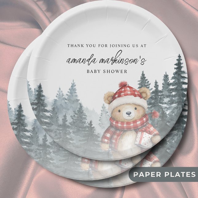 We Can Bearly Wait Winter Baby Shower Paper Plate (Creator Uploaded)